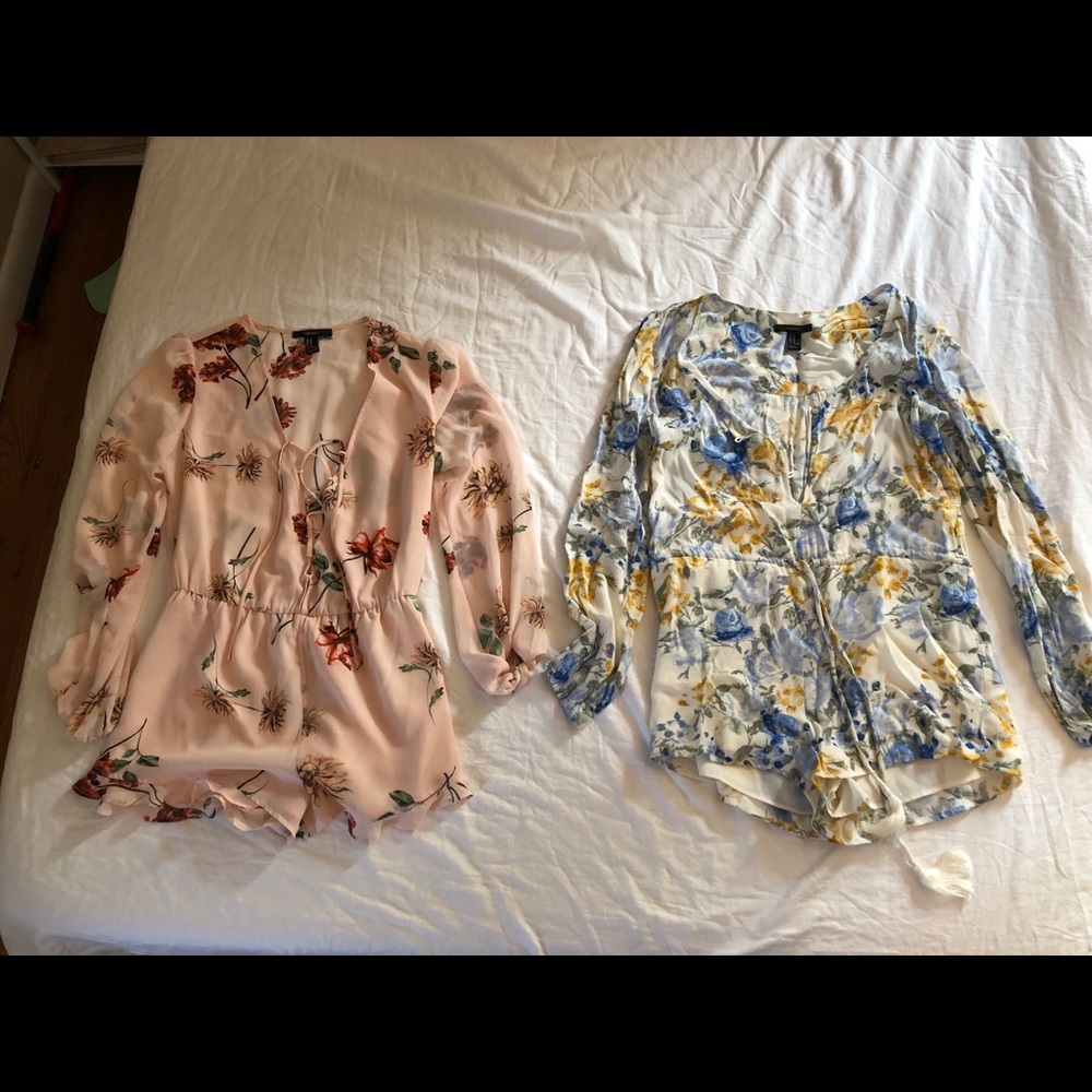 Two floral rompers